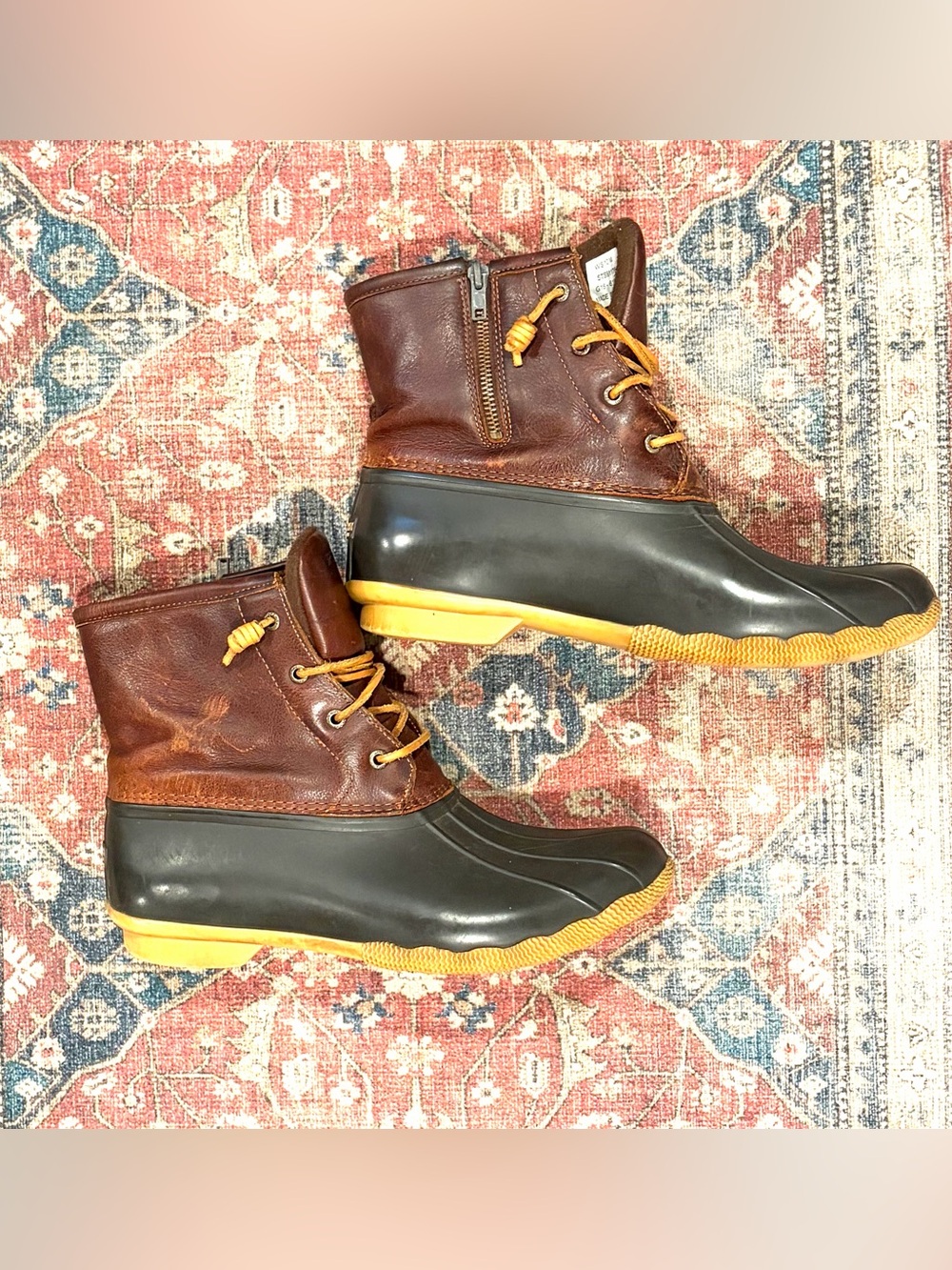 Sperry Top-Sider Women's Saltwater Waterproof Duck Boots - Brown/Tan Size 12